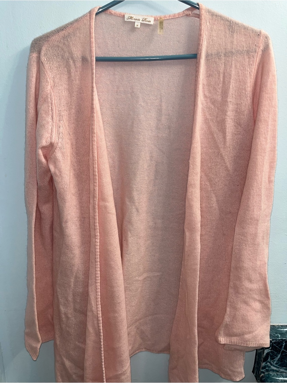 Minnie Rose Soft Blush Open-Front Cardigan
